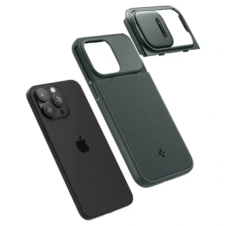 Husa Spigen Optik Armor MagSafe pentru iPhone 15 Pro, Abyss Green