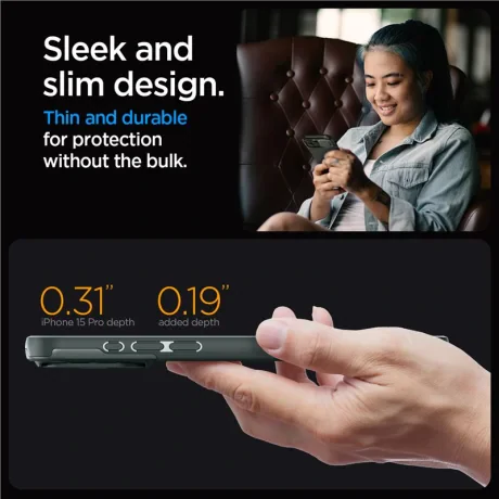 Husa Spigen Optik Armor MagSafe pentru iPhone 15 Pro, Abyss Green