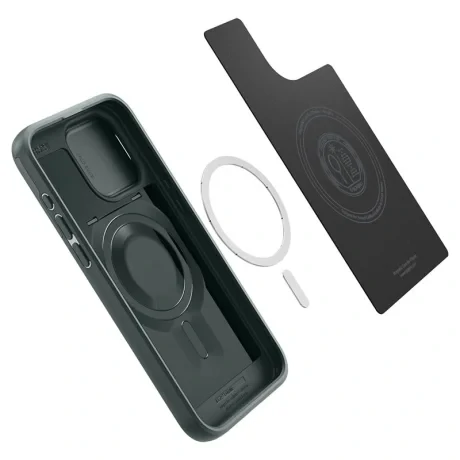 Husa Spigen Optik Armor MagSafe pentru iPhone 15 Pro, Abyss Green