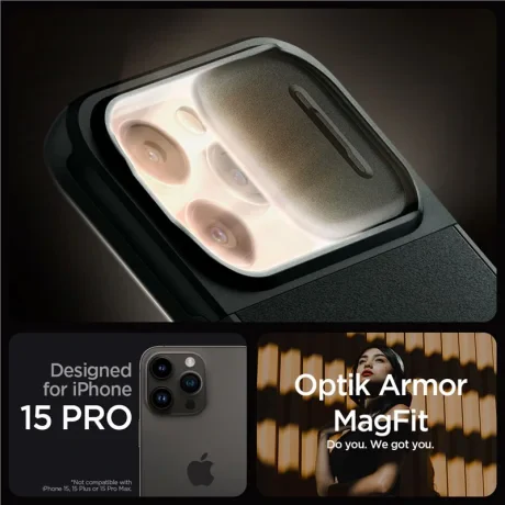 Husa Spigen Optik Armor MagSafe pentru iPhone 15 Pro, Abyss Green