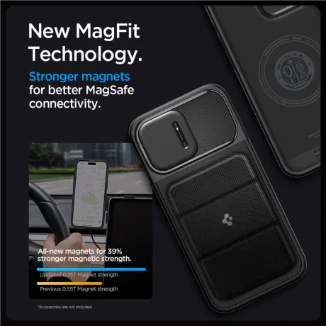 Husa Spigen Optik Armor MagSafe pentru iPhone 15 Pro Max, Black