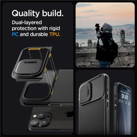 Husa Spigen Optik Armor MagSafe pentru iPhone 15 Pro Max, Black