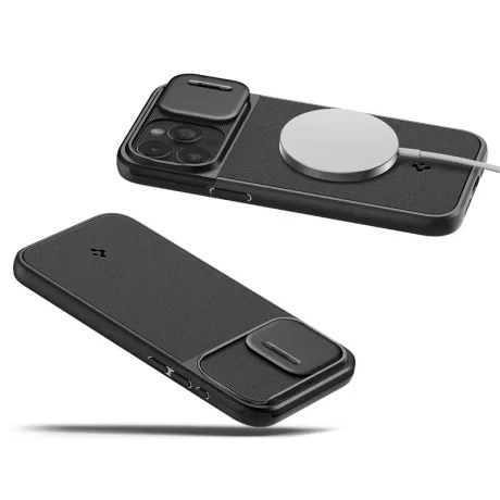Husa Spigen Optik Armor MagSafe pentru iPhone 15 Pro Max, Black