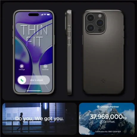 Husa Spigen Thin Fit pentru iPhone 15 Pro, Gunmetal
