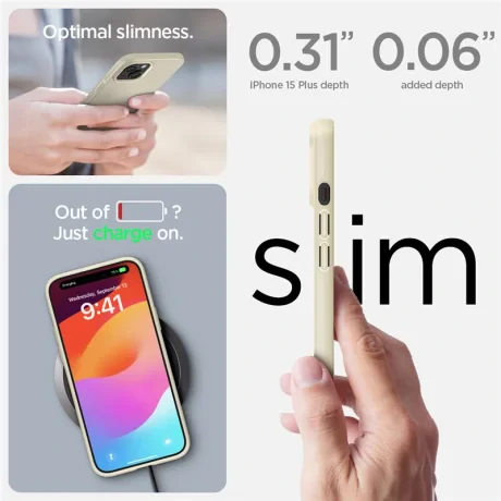 Husa Spigen Thin Fit pentru iPhone 15 Plus, Mute Beige
