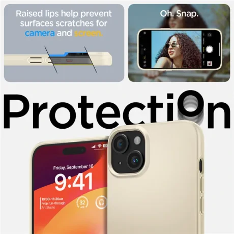 Husa Spigen Thin Fit pentru iPhone 15 Plus, Mute Beige