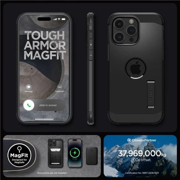 Husa Spigen Tough Armor MagSafe pentru iPhone 15 Pro Max, Black