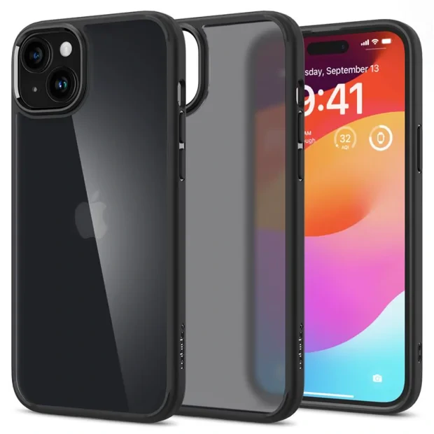 Husa Spigen Ultra Hybrid pentru iPhone 15 Plus, Frost Black