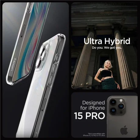 Husa Spigen Ultra Hybrid pentru iPhone 15 Pro, Frost Clear