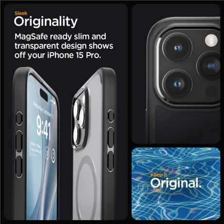 Husa Spigen Ultra Hybrid MagSafe pentru iPhone 15 Pro, Frost Black