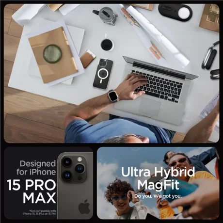 Husa Spigen Ultra Hybrid MagSafe pentru iPhone 15 Pro Max, Frost Clear