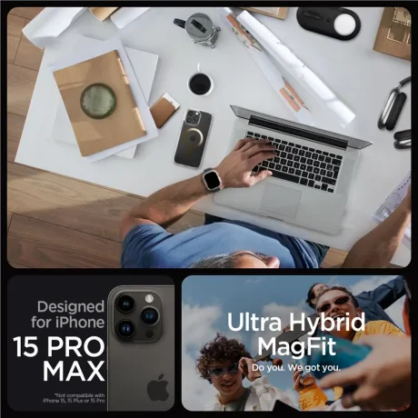 Husa Spigen Ultra Hybrid MagSafe pentru iPhone 15 Pro Max, Gold