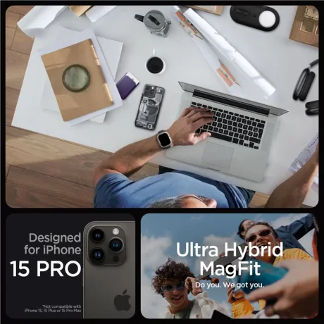 Husa Spigen Ultra Hybrid MagSafe pentru iPhone 15 Pro, Zero One