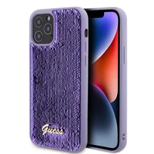 Husa Guess Sequin Script Logo pentru iPhone 12/12 Pro Purple