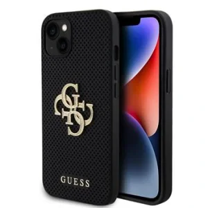 Husa Guess PU Perforated 4G Glitter Metal Logo pentru iPhone 13 Black