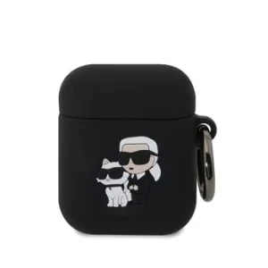 Husa Karl Lagerfeld 3D Logo NFT Karl and Choupette Silicon pentru AirPods 1/2 Black