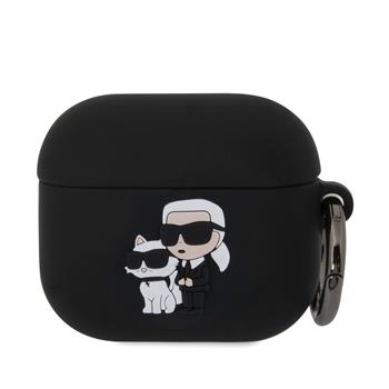Husa Karl Lagerfeld 3D Logo NFT Karl and Choupette Silicon pentru AirPods 3 Black thumb