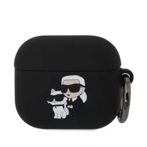 Husa Karl Lagerfeld 3D Logo NFT Karl and Choupette Silicon pentru AirPods 3 Black