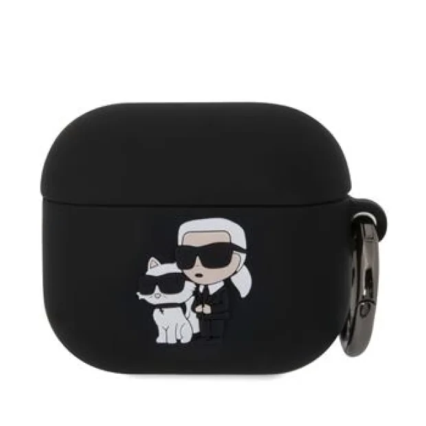 Husa Karl Lagerfeld 3D Logo NFT Karl and Choupette Silicon pentru AirPods 3 Black