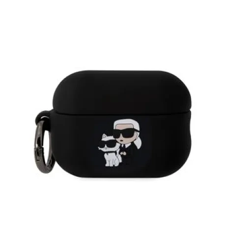 Husa Karl Lagerfeld 3D Logo NFT Karl and Choupette Silicon pentru AirPods Pro 2 Black