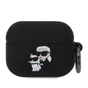 Husa  Karl Lagerfeld 3D Logo NFT Karl and Choupette Silicon pentru  AirPods Pro Black