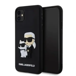 Husa Karl Lagerfeld 3D Rubber Karl and Choupette pentru  iPhone 11 Black