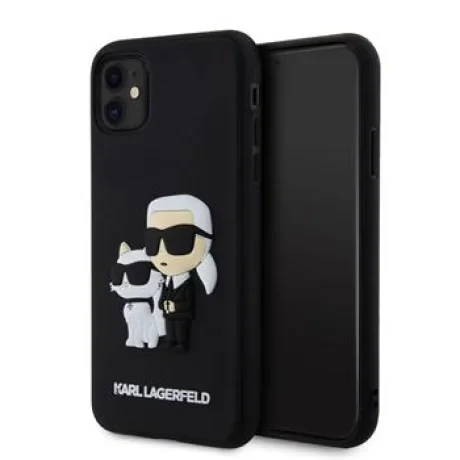 Husa Karl Lagerfeld 3D Rubber Karl and Choupette pentru  iPhone 11 Black