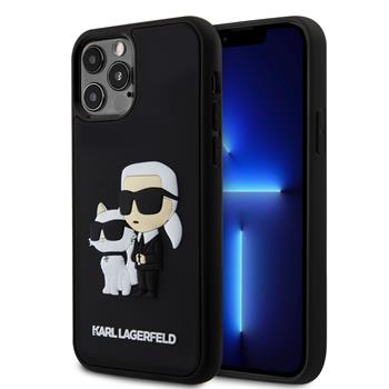 Husa Karl Lagerfeld 3D Rubber Karl and Choupette pentru iPhone 12/12 Pro Black thumb