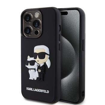Husa Karl Lagerfeld 3D Rubber Karl and Choupette pentru iPhone 13 Pro Black thumb