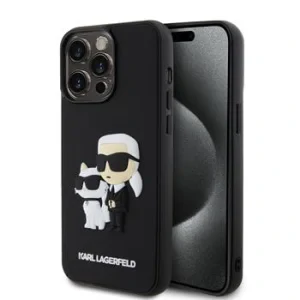 Husa Karl Lagerfeld 3D Rubber Karl and Choupette pentru iPhone 13 Pro Max Black