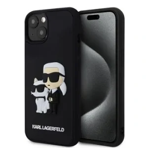 Husa Karl Lagerfeld 3D Rubber Karl and Choupette pentru iPhone 14 Black