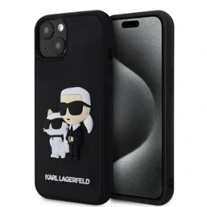 Husa Karl Lagerfeld 3D Rubber Karl and Choupette pentru iPhone 15 Negru