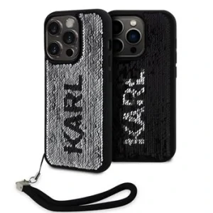 Husa Karl Lagerfeld Sequins Reversible Zadni pentru Phone 15 Pro Black/Silver