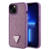 Husa Guess Rhinestones Triangle Metal Logo pentru iPhone 13 Purple