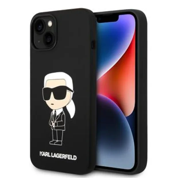 Husa Karl Lagerfeld Liquid Silicone Ikonik NFT pentru iPhone 15 Negru