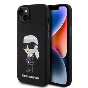 Husa Karl Lagerfeld Liquid Silicone Ikonik NFT pentru iPhone 15 Plus Black