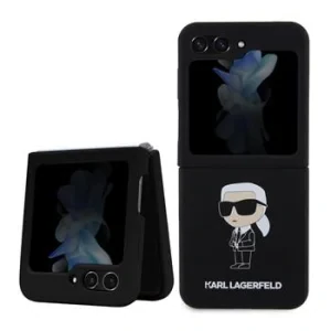 Husa Karl Lagerfeld Liquid Silicone Ikonik NFT pentru Samsung Galaxy Z Flip 5 Negru