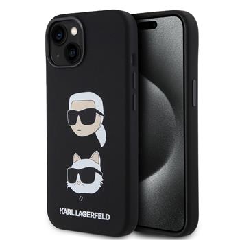 Husa Karl Lagerfeld Liquid Silicone Karl and Choupette Heads pentru Phone 15 Negru thumb