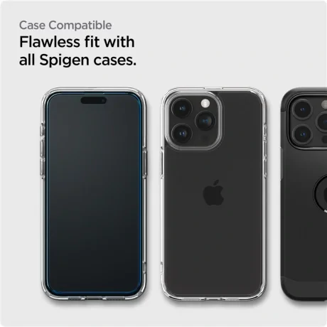 Folie Spigen Glass tR AlignMaster 2 Pack, FC pentru iPhone 15 Pro Black