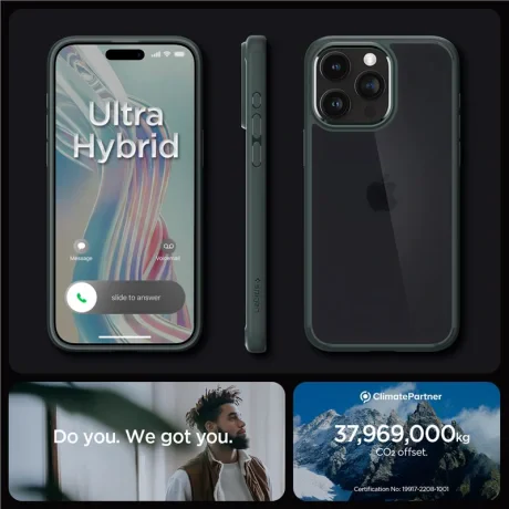 Husa Spigen Ultra Hybrid pentru iPhone 15 Pro Max, Frost Green