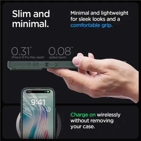 Husa Spigen Ultra Hybrid pentru iPhone 15 Pro Max, Frost Green