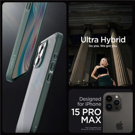 Husa Spigen Ultra Hybrid pentru iPhone 15 Pro Max, Frost Green