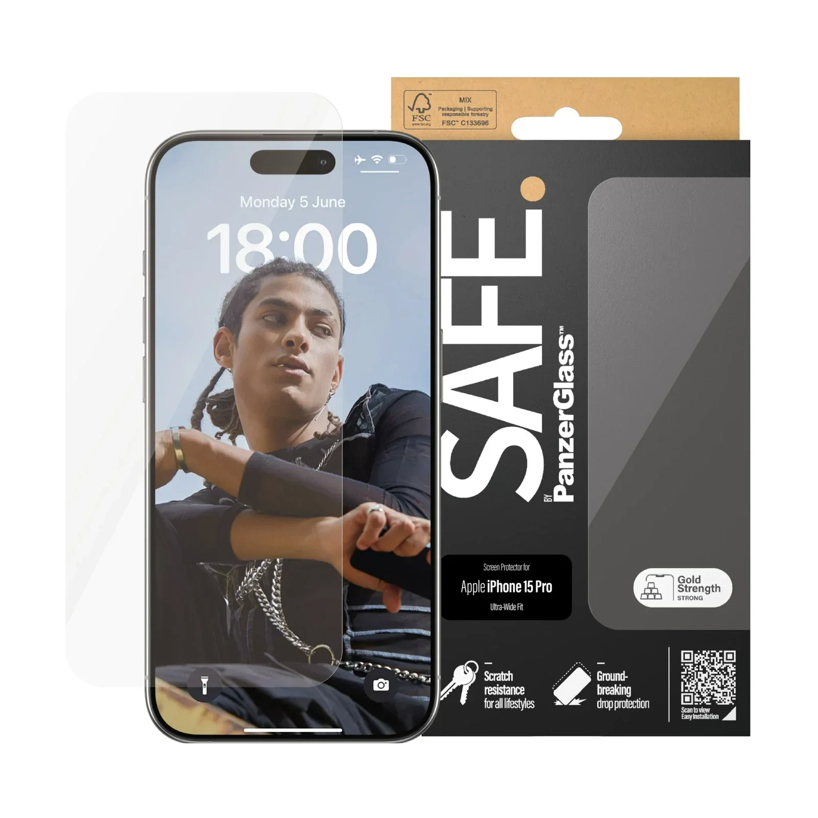 Folie sticla PanzerGlass Safe UWF pentru iPhone 15 Pro