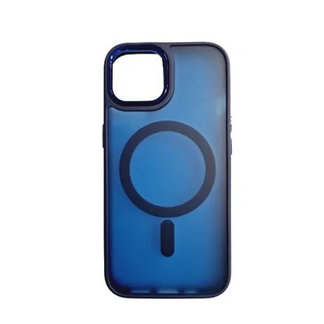Husa spate hard MagSafe cu rama camera metalica pentru iPhone 15 Albastru