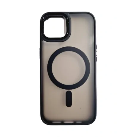 Husa spate hard MagSafe cu rama camera metalica pentru iPhone 15 Negru