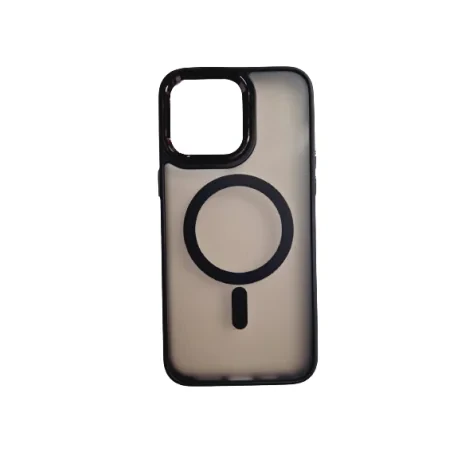 Husa spate hard MagSafe cu rama camera metalica pentru iPhone 15 Pro Max Negru