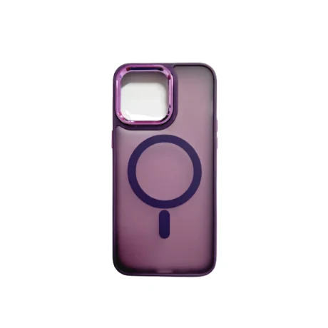 Husa spate hard MagSafe cu rama camera metalica pentru iPhone 15 Pro Violet