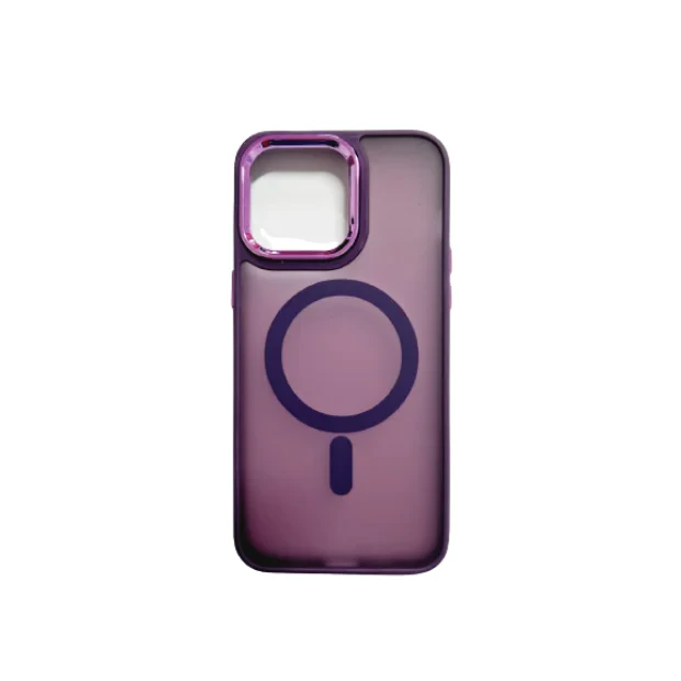 Husa spate hard MagSafe cu rama camera metalica pentru iPhone 15 Pro Violet