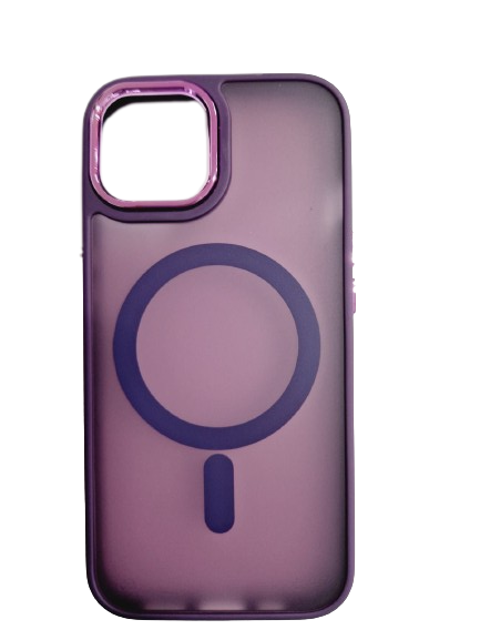 Husa spate hard MagSafe cu rama camera metalica pentru iPhone 15 Violet thumb