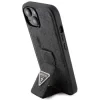 Husa Guess PU Grip Stand 4G Strass Triangle Metal Logo pentru iPhone 15 Black